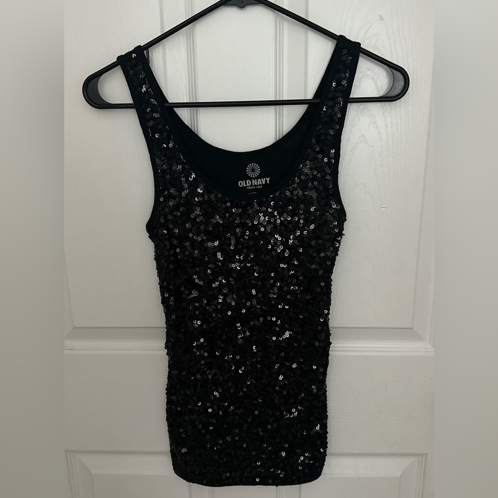 Old Navy Black Sequin Tank Top